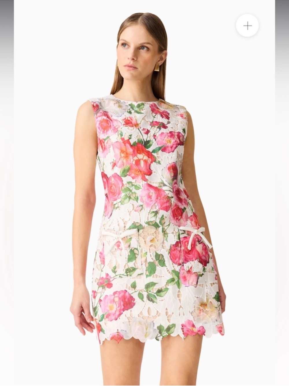 elliatt roselle pink floral lace sleeveless mini shift dress size large NEW